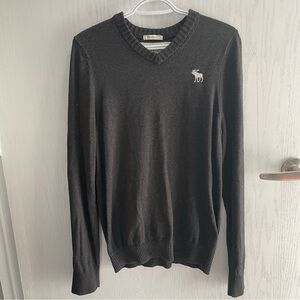 Abercrombie & Fitch Men's Grey Muscle V-Neck Cashmere Blend Sweater Size Large